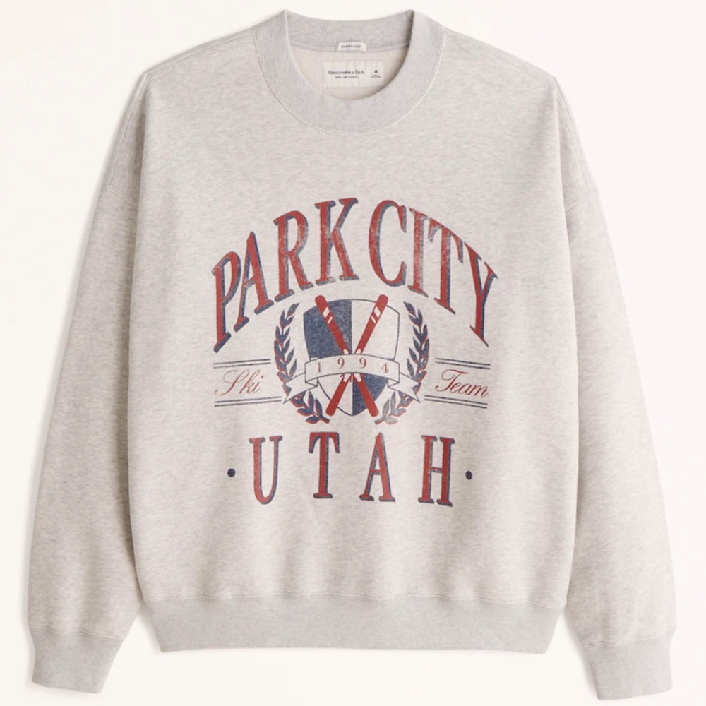 NWT Abercrombie and Fitch Park City Utah Ski Crewneck Sweatshirt